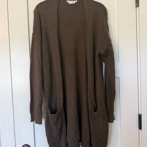 Anthropologie Brown Open-Front Pocket Cardigan